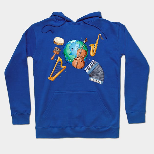 World Music Day Earth Hoodie by Mako Design 